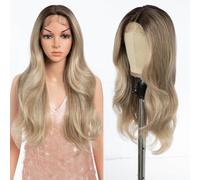 Style Icon Blonde Lace Front Wig 24 inch Long Wave Synthetic Wig for Women Ombre Blonde 13x4x1 T Part Lace 150% Density