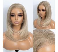 STYLE ICON Blonde Short Layered Straight Hair Wig for Women 16 inch Pre Cut 13x3 Lace Front Glueless Wear and Go Wig Synthetic Heat Resistant Fiber for Daily Party Use