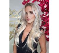 STYLE ICON Blonde White Long Wavy Wig for Women 26inch Pre Cut Middle Part Lace with Dark Roots Glueless Wear and Go Wig Synthetic Heat Resistant Fiber for Daily Party Use