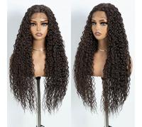 Style Icon Deep Curly Wave Lace Front Wigs for Women 30 Inches Long Brown Curly Wig Synthetic Lace Front Wig T Part Lace Wig