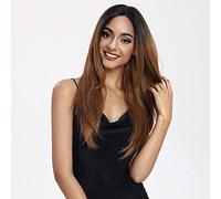 Style Icon Lace Front Wigs 26 inches Long Straight Synthetic Wigs with Baby Hair Half Hand Tied 130% Density Middle Part (TT1B/27)