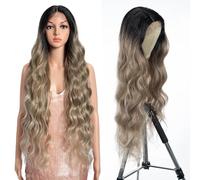 Style Icon Lace Front Wigs 36 Inches Super Long Curly Wigs Body Wavy Synthetic Wig 5 inch Middle Part Wig with Baby Hair 150% Density (TAT4/12/APRIC)