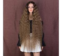 Style Icon Lace Front Wigs 40” Super Long Wavy Synthetic Wigs Deep Middle Part Baby Hair Blonde Wigs for Women Heat Resistant Fiber