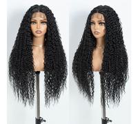 Style Icon Long Deep Curly Wave Lace Front Wigs for Women 30 Inches Long Black Curly Wig Synthetic Lace Front Wig T Part Wig
