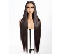 Style Icon Super Long Straight Lace Front Wig for Women 38 Inch Dark Brown Long Straight Hair T Part Wig Pre Plucked with Baby Hair Synthetic Heat Resistant Fiber (F5/6A)