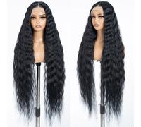Style Icon13x4 Super Long Curly Lace Front Wig 40 inch Long Black Curly Wave Hair Glueless Wig for Women Free Part HD Lace Synthetic Heat Resistant Fiber Pre Plucked