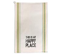 Style In Print Custom Decor Kitchen Towels This is My Happy Place Inspiration & Motivation Happiness Cleaning Supplies Dish Towels Green Stripe Design Only