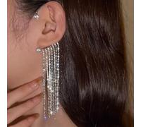 Style Inlaid Rhinestone Bowknot Tassel Long Earrings for Women Wedding Jewelry Birthday Gift
