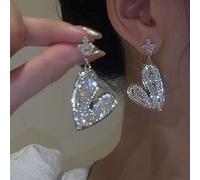 Style Inlaid Rhinestone Bowknot Tassel Long Earrings For Women Wedding Jewelry Birthday Gift