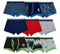 Style It Up 9 Pairs Kids Boys Printed Trunks Comfortable Childrens 100% Cotton Underwear (Navy-Grey-Green, 9-10)