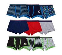 Style It Up Boys Printed Trunks, 9 Pack 100% Cotton Kids Underwear, Soft Comfortable Boxer Briefs (Navy, Grey & Green, 13Y)