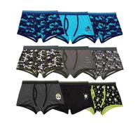 Style It Up Boys Printed Trunks, 9 Pack 100% Cotton Kids Underwear, Soft Comfortable Boxer Briefs (Sky Blue, Red & Charcoal, 2-3Y)