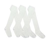 Style It Up Girls Cotton Rich Tights, Soft Warm Plain School Tights, Children’s Everyday Multipack for Smart Casual Wear (Pack of 3 White 5-6)