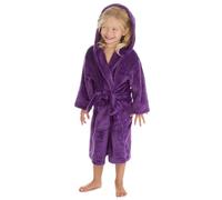 Style It Up Kids Girls Plush Cozy Dressing Gown Bright Comfortable Warm Hooded Belted Bathwear Cute Kids Robe (Purple, 4-5Y)