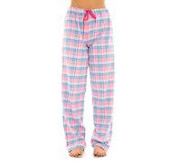 Style It Up Ladies Flannel Woven Lounge Pants Womens Pyjama Bottoms Lightweight Night Wear (Pink-Blue, Small)