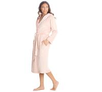 Style It Up Ladies Womens Plush Velour Contast Robe Luxury Cozy Warm Hooded Comfortable Dressing Gown (PINK, XL)
