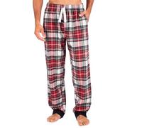 Style It Up Men’s Fleece Lounge Pants Pyjama Bottoms - Soft Warm Tartan Check & Plain PJ Pants, Cuffed Hem, Adjustable Drawstring Waist, Pockets, Nightwear & Loungewear (RED-CHECK, 2XL)