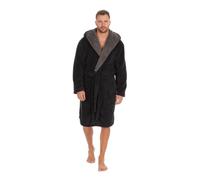 Style It Up Mens Dressing Gown Snuggle Fleece Super Soft Luxury Warm Hooded Robe Loungewear (Black, 5XL)