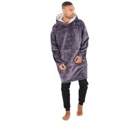 Style It Up Mens Embossed Football Print Oversized Robe Kangaroo Pocket Sherpa Lining Super Soft Comfortable Cosy Adults Hooded Blanket (FOOTBALL, ONESIZE)