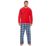 Style It Up Mens Fleece Flannel Pyjama Set Lounge Top Pants PJs Pajamas Nightwear Gift Warm, (RED-BK-PINK, XXL)