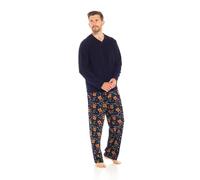 Style It Up Mens Ladies Matching Unisex Christmas Pyjamas Xmas Pj Soft Warm Fleece His Hers (Navy, 4XL)