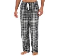 Style It Up Mens Lounge Pyjama Pj Pant Bottom Tartan Check Plain Nightwear Soft warm Fleece (Black-Check, X-Large)