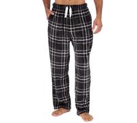 Style It Up Mens Lounge Pyjama Pj Pant Bottom Tartan Check Plain Nightwear Soft warm Fleece (Black/Red Check, Medium)
