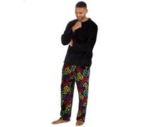 Style It Up Mens Plain Top And Printed Pants Flannel Fleece Long Sleeve PJ Set Gamer Motif Cosy Warm Comfortable Adults Loungewear (PURPLE GAMER, M)