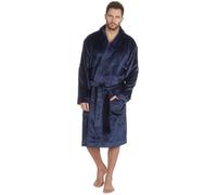 Style It Up Mens Snuggle Fleece Shawl Dressing Gown Cosy Comfortable Hooded Belted Lounge Plus Size Adults Loungewear (NAVY, 5XL)