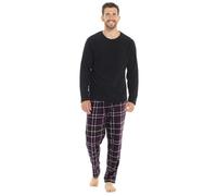 Style It Up Mens Warm Cosy Check Fleece Loungewear Winter PJ Super Soft Pyjama Luxury Set (BLACK, L)