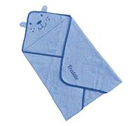 Style It Up Personalised Baby Hooded Bath Towel - Super Soft Plush Fleece - Made from 100% Cotton - For Baby Boy and Girl for Newborn to 3 Years (Blue, Personalised)