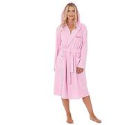 Style It Up Personalised Ladies Dressing Gown Soft Snuggle Fleece Plain Hooded Womens Robe (Baby Pink, L)