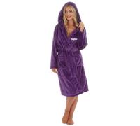 Style It Up Personalised Ladies Luxurious Soft Dressing Gown Hooded Plain Snuggle Flanel Fleece Warm Cozy Robe (PURPLE, M)