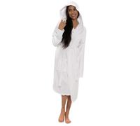 Style It Up Unisex Hooded Cotton Terry Bath Robe Dressing Gown - Soft Warm Towelling Spa Robe with Belt & Pockets (WHITE, M)