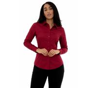 Style It Up Women’s Long Sleeve Tailored Fit Blouse - Ladies Formal Office Button-Down Smart Work Shirt (Claret, 10)