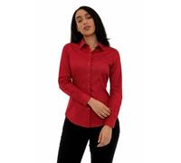 Style It Up Women’s Long Sleeve Tailored Fit Blouse - Ladies Formal Office Button-Down Smart Work Shirt (RED, 12)