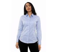 Style It Up Women’s Long Sleeve Tailored Fit Blouse - Ladies Formal Office Button-Down Smart Work Shirt (Light Blue Contrast, 16)