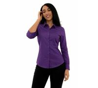 Style It Up Women’s Long Sleeve Tailored Fit Blouse - Ladies Formal Office Button-Down Smart Work Shirt (Purple, 16)