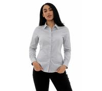 Style It Up Women’s Long Sleeve Tailored Fit Blouse - Ladies Formal Office Button-Down Smart Work Shirt (Light Grey, 8)