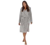 Style It Up Womens Ladies Flannel Fleece Robe Comfortable Cozy Warm Nightwear Soft Plain Dressing Gown (GREY, M)