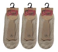Style It Up Womens Ladies Lace Footsies Thin Socks Invisible Shoe Liners Skin Nude Black