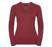 Style It Up Womens V Neck Knitted Jumper Long Sleeved Ladies Polycotton Pullover Sweater Top, (Cranberry, S)