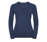 Style It Up Womens V Neck Knitted Jumper Long Sleeved Ladies Polycotton Pullover Sweater Top, (Denim, XXS)
