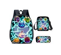 (Style L) Blox Roblox Fruits Themed Student Backpack Shoulder Bag Handbag Three Piece Set