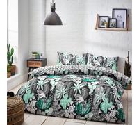 Style Lab Arizona Jungle Leaf Reversible Duvet Cover Set, Double, Black