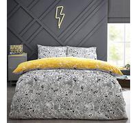 Furn Duvet Cover Set Doodles – Reversible Cotton, White/Black – Single