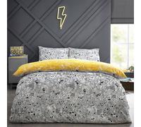 Style Lab Notebook Doodles Reversible Duvet Cover Set, King, Black
