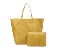 Style Large Bag Women's Soft Leather Large Capacity Single Shoulder Tote Bag Women's Bag Simply Bags Rubber Tote (Yellow, One Size)