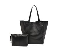 Style Large Bag Women's Soft Leather Large Capacity Single Shoulder Tote Bag Women's Bag Simply Bags Rubber Tote (Black, One Size)