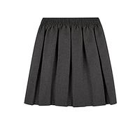 Style Lockers® Girls Back to School Uniform Skirts Summer Formal Dress Bottom Round Elasticated Waist Box Pleated Skirt Stretch (Grey, 17-18 Years)